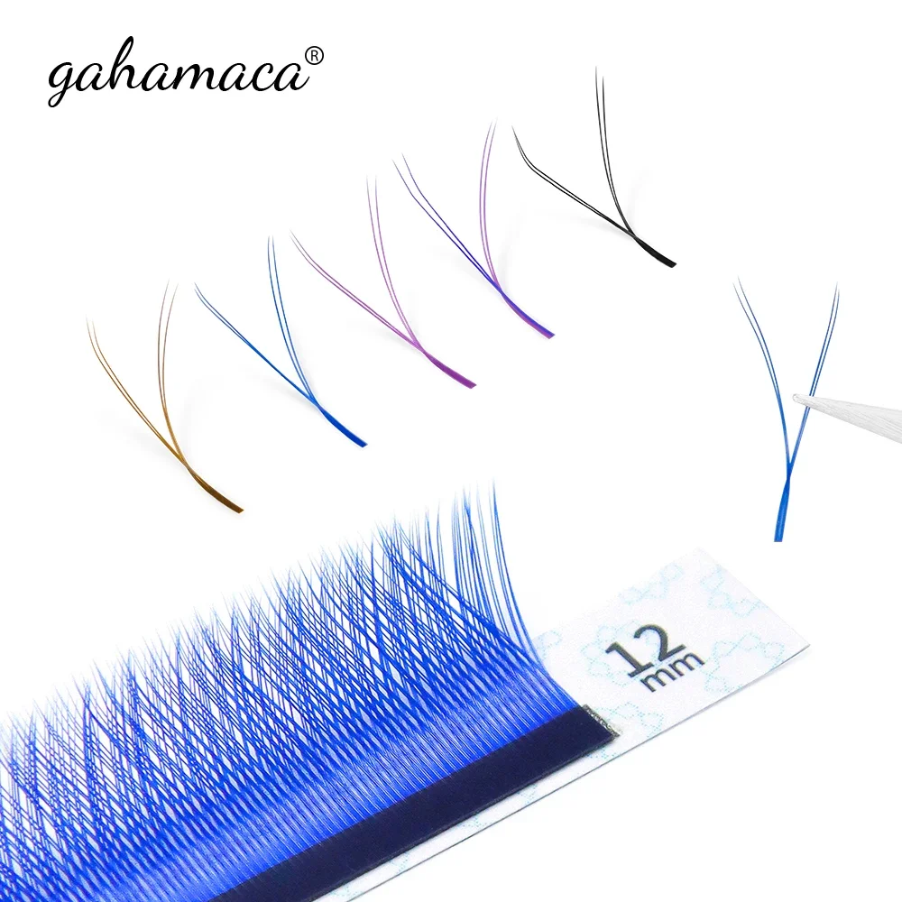 GAHAMACA YY Shape Ombre Color Eyelashes Extension Two Tip False Lashes C/D/L/LU Curl Natural Eyelashes Makeup Mesh Net Cross