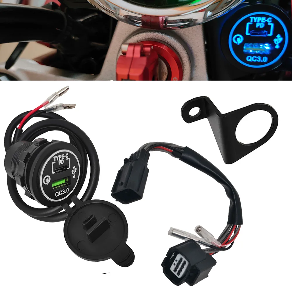 Fast Charger PD TYPE-C USB Port Kit w/Connector For Honda Monkey 125 Z125M Z125MA