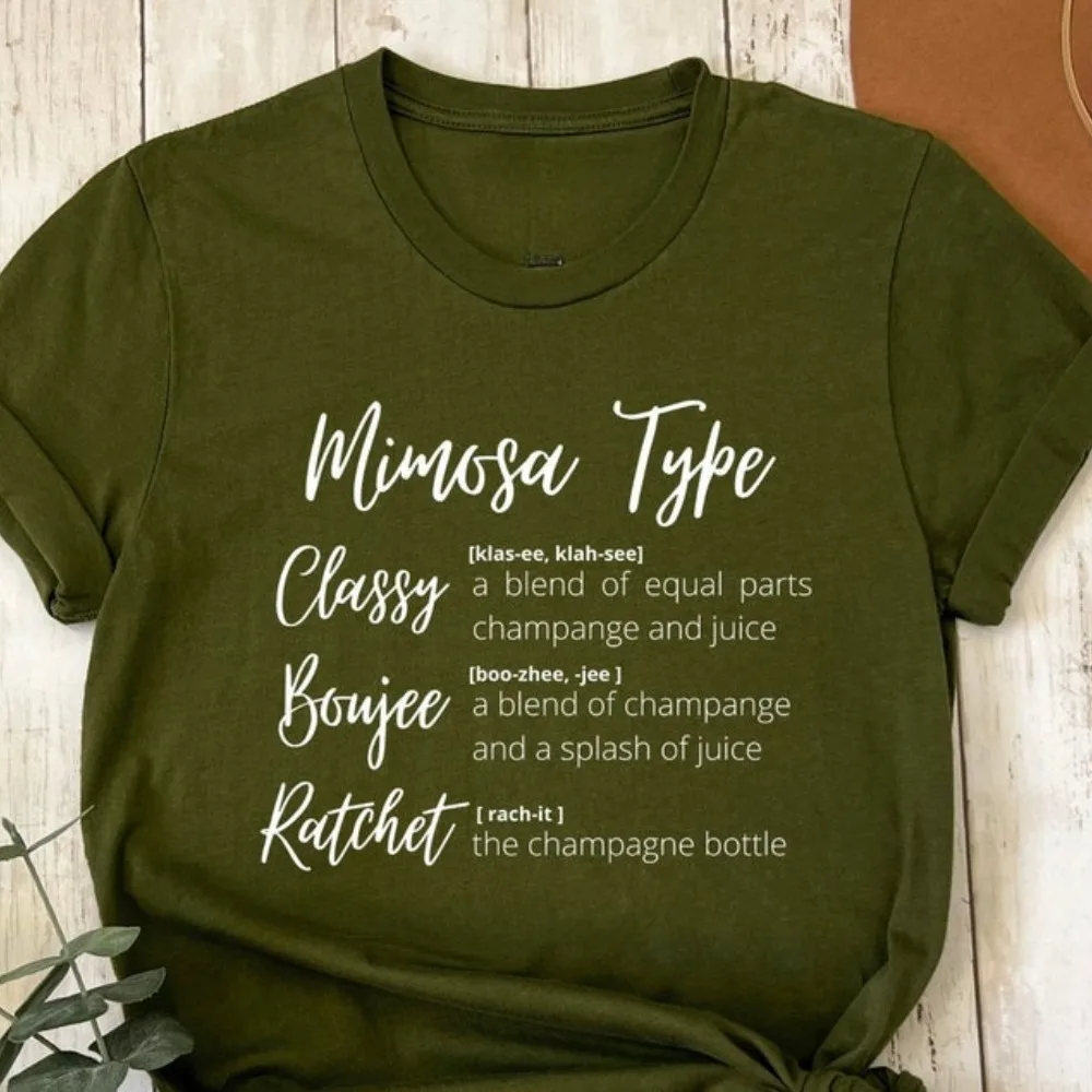 Mimosa Type L Brunch Women TShirt Mimosa Sunday Momosa Printed Drunk Brunch Funny Tee Champagne high quality Tops