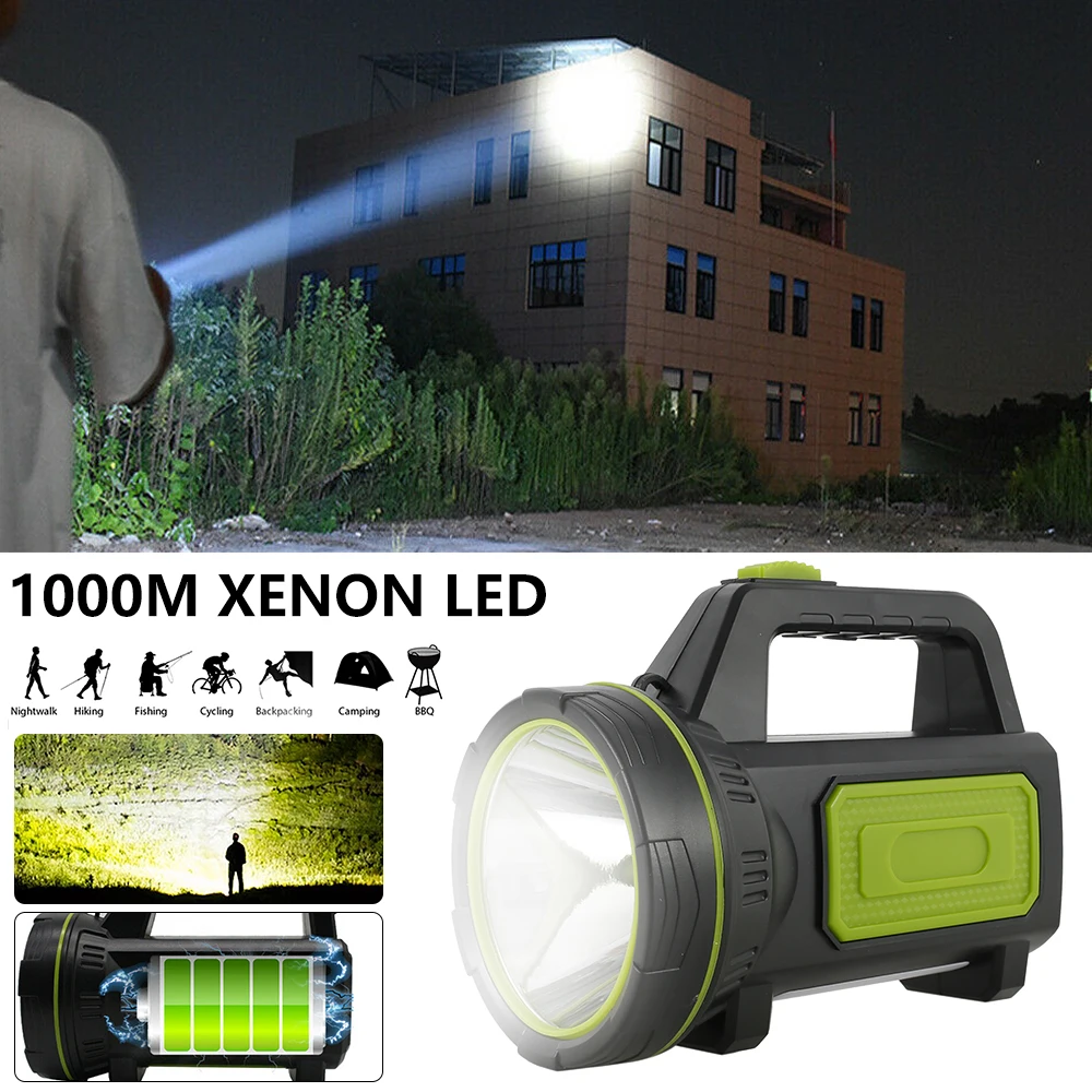 LED Flashlight Portable Hand Lamp USB Rechargeable Searchlight IP65 Waterproof Spotlight 2 modes Ultra Bright Flashlight