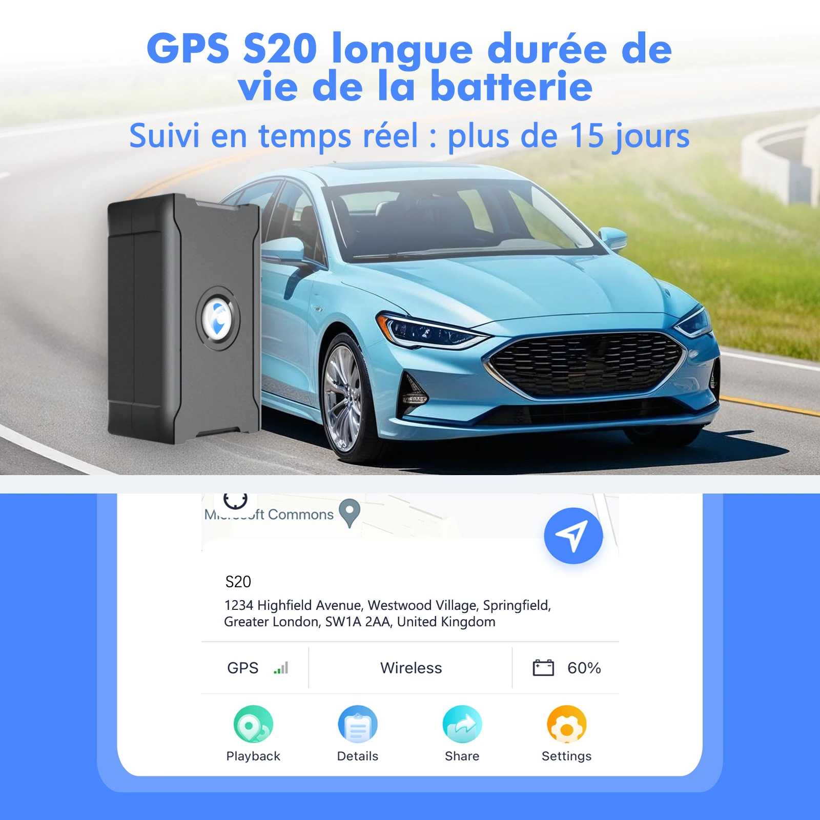 ‌ Localisateur de suivi antivol de traqueur GPS de véhicule de batterie de 15 jours avec des frais de Service pour la Protection de sécurité de camion/voiture/Moto/bagages