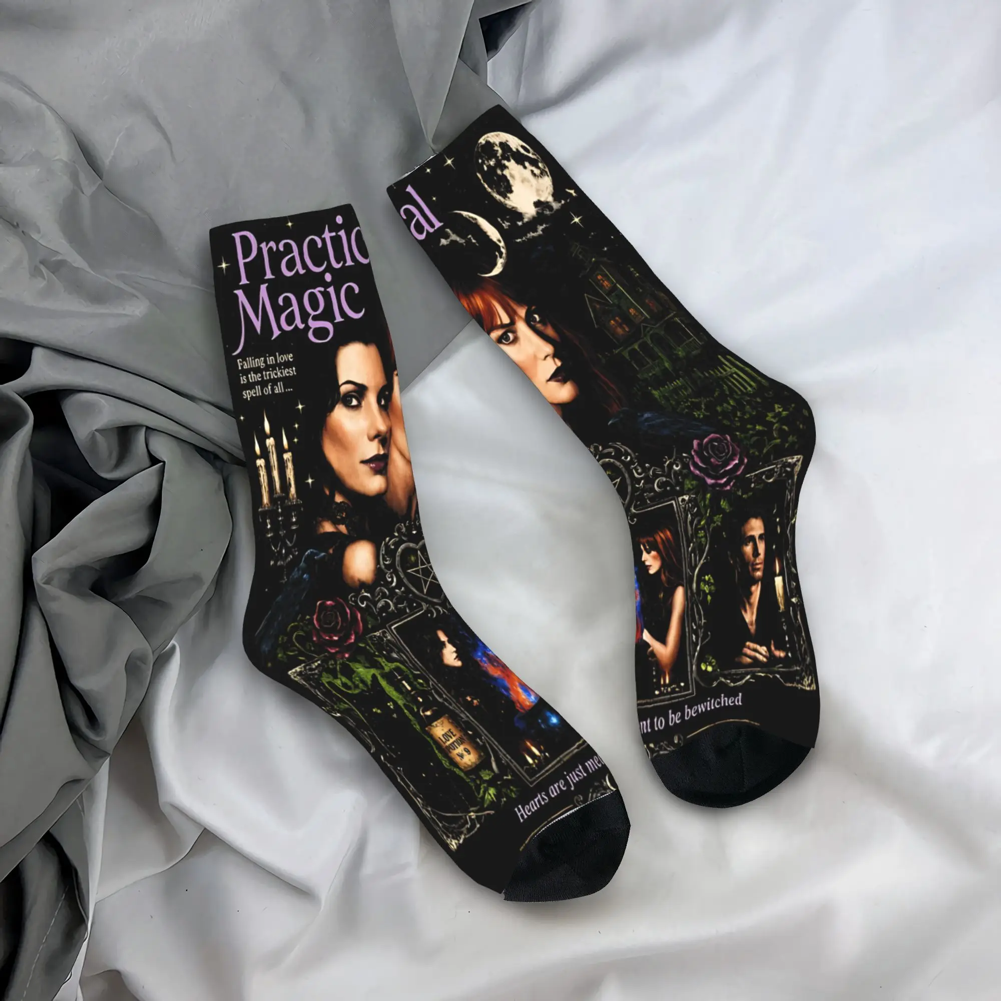 Men Women Practical Magic 2 Witchcraft Witchy Romance Moon Magic Pentagram Socks Breathable Trendy  Socks Best Gift Idea