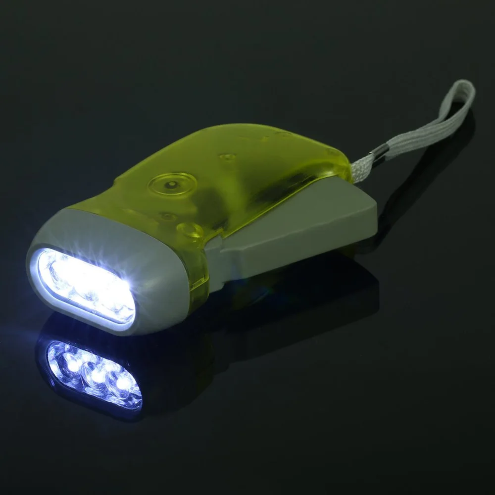 ใหม่ 3 LED มือกดไดนาโม Crank Power WIND UP ไฟฉายไฟฉายมือกด Crank Camping โคมไฟ