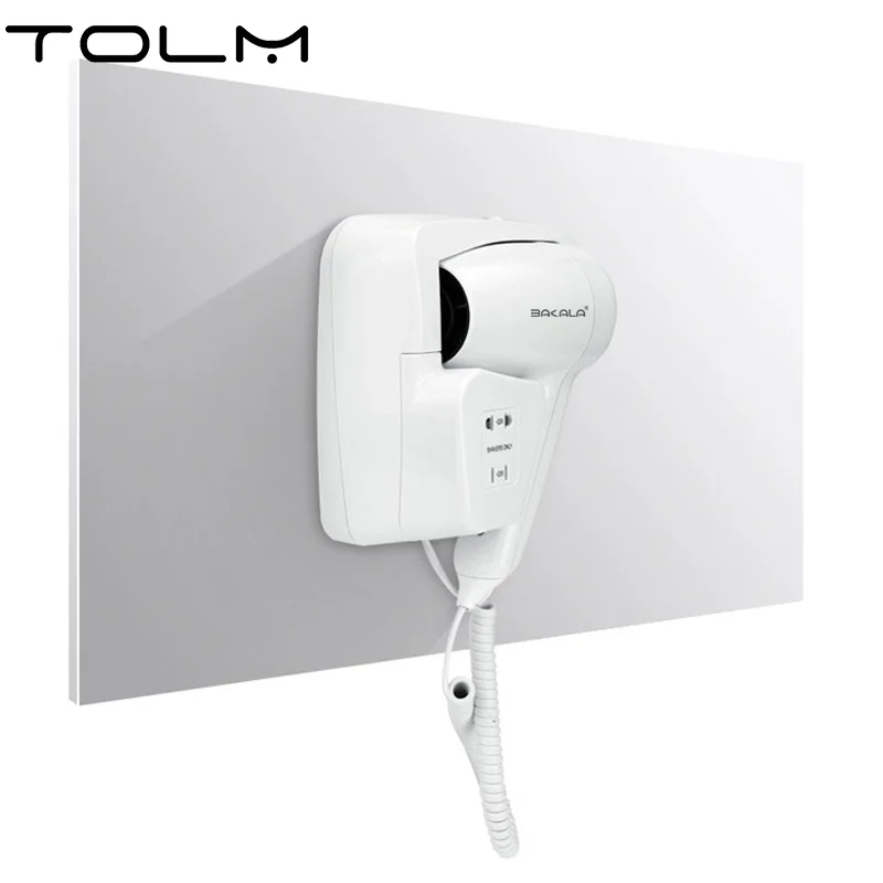 TOLM Professional Hotel Secador de Cabelo 220V/ 110V 1200W Casa de Banho de Parede Forte Montada em Casa de Banho com  Modelling