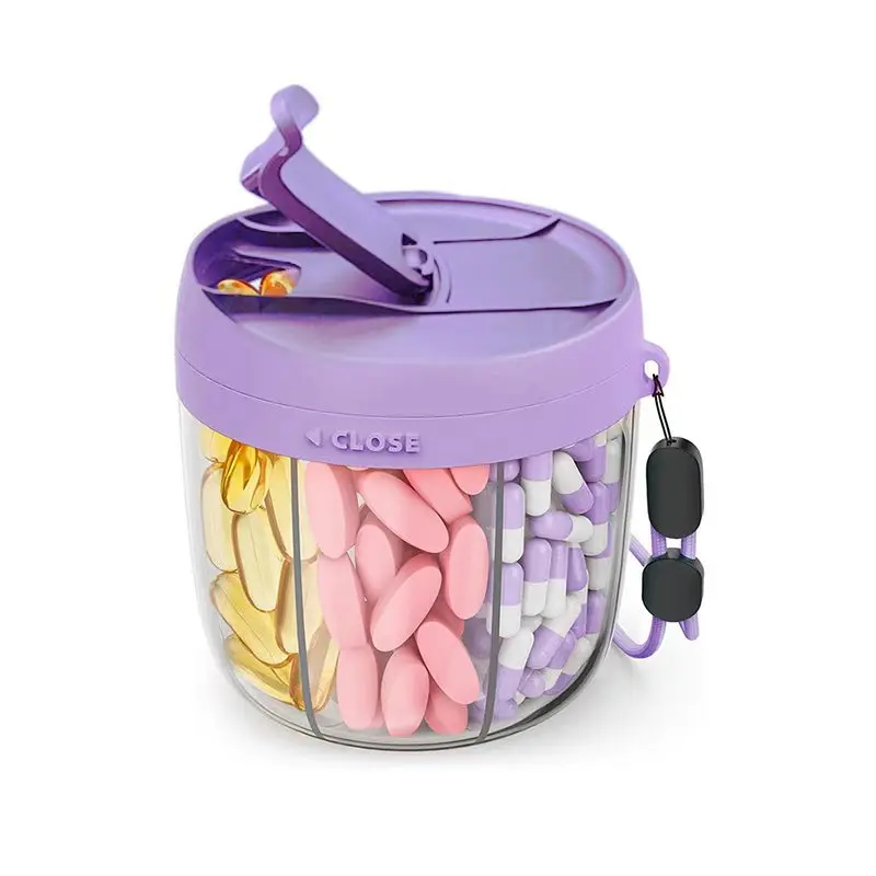 

Portable 7-Compartment Vitamin Supplement Storage Box Energy Boost Capsule Organizer with Confusion-Reducing Design