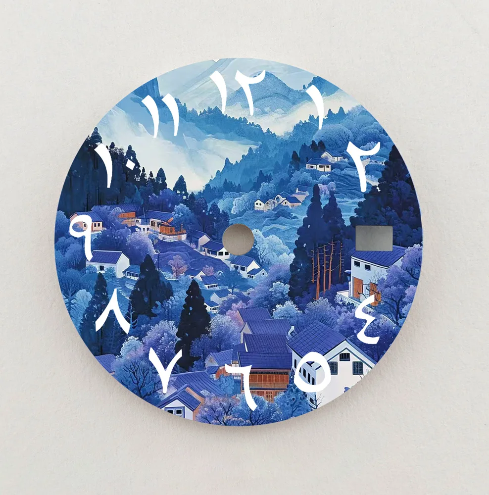 NH35 Dial Rural Landscape Dial 28.5mm Arabic Numerals Dial NH36 Dial Fit NH35/6 Movement Watch Parts Replacement Custom LOGO