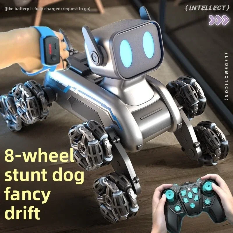 

2025 Smart Robot Dog Toy | 8-Wheel Stunt RC Car w/Watch Control & Auto Sensor