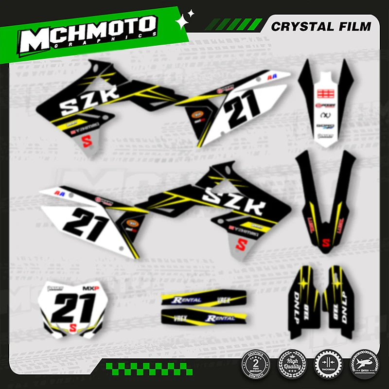 

MCHMFG MOTO Custom Team Motorcycle Graphics Background Decal Stickers Kit For SUZUKI RMZ450 2018 2019 2020 19-22 RMZ250 001