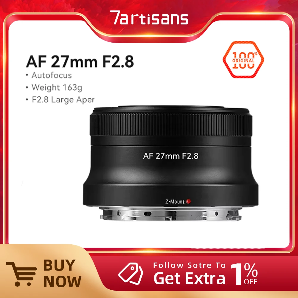 7artisans AF 27mm F2.8 APS-C AutoFocus STM Large Aperture Prime Lens For Nikon Z Mirrorless Cameras Zfc Z50 Z30 Z6II Z7II Z6 Z7