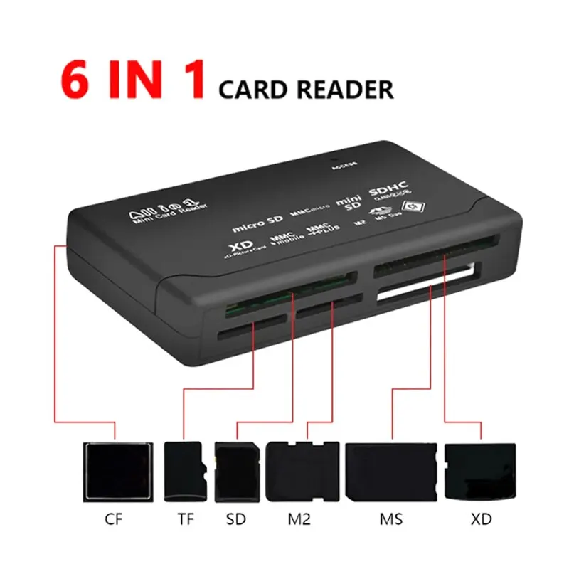 Czytnik kart w jednym USB 2.0 czytnik kart SD Adapter wsparcie TF CF SD Mini SD SDHC MMC MS XD