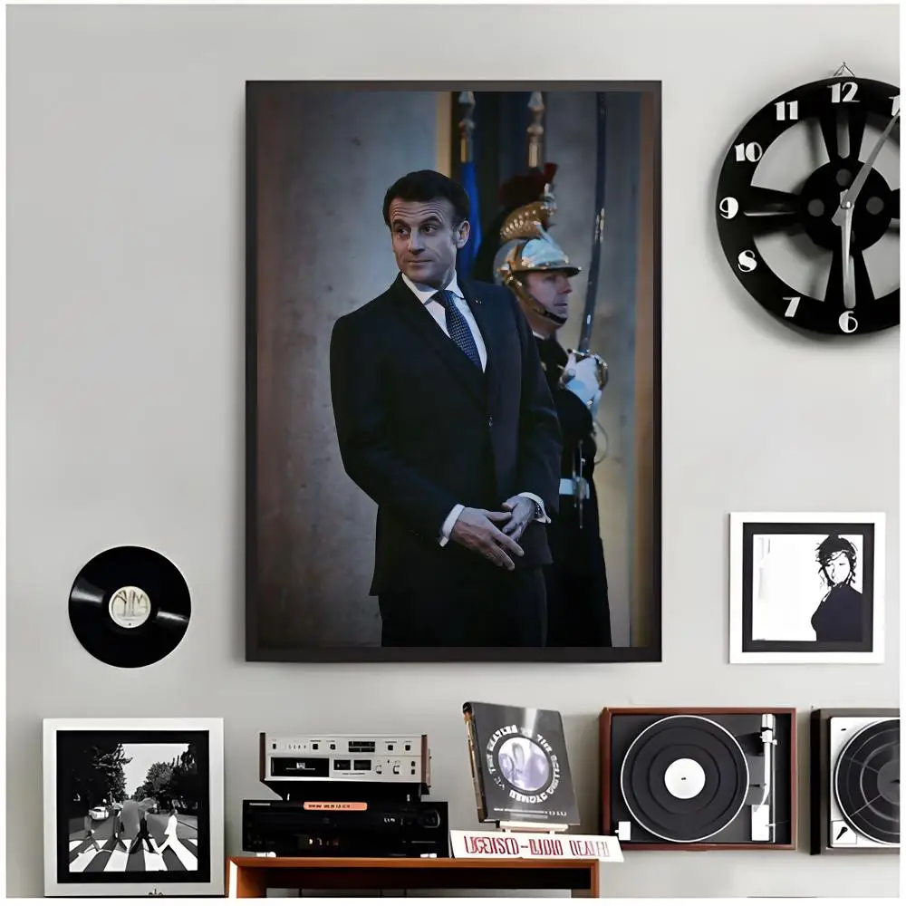ron world leader E-Emmanuel Macron Poster Modern Wall Art Home Decor Living Room Decorative Print Unframed