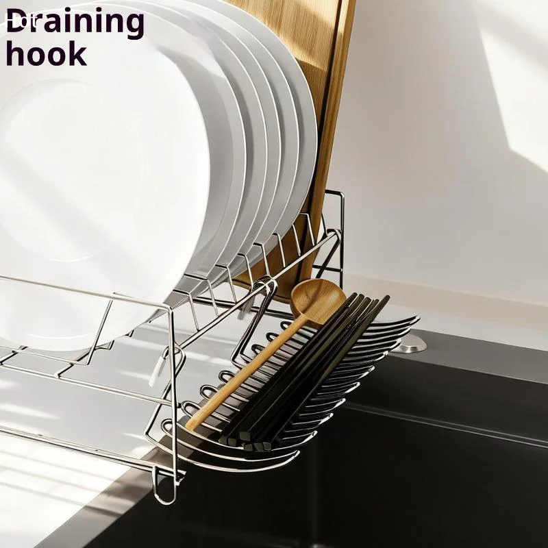 Stainless Steel Drain Basket Expansion Rack for Kitchen Storage and Organization 1/2pcs