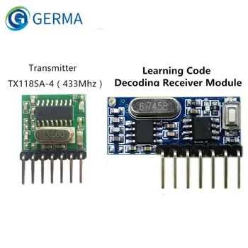 GERMA 433mhz ไร้สายแรงดันไฟฟ้ากว้าง Coding Transmitter + ถอดรหัสตัวรับสัญญาณ 4 ช่องเอาต์พุตโมดูลสําหรับ 433 Mhz รีโมทคอนโทรล