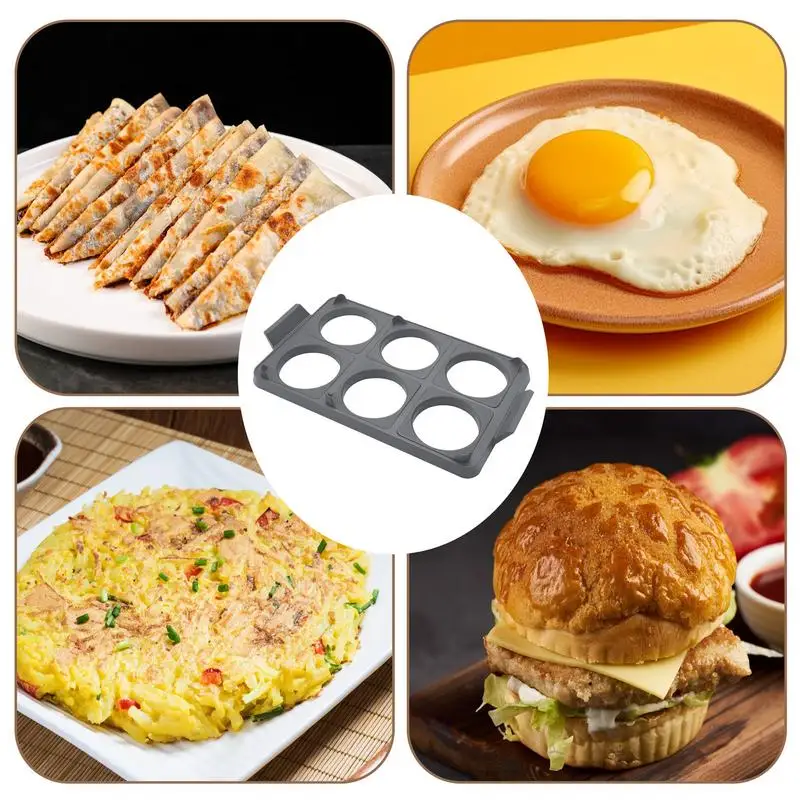 Stampo per pancake in silicone Stampo per uova multifunzione Anello per uova 6 griglie Padelle per frittata resistenti al calore antiaderenti Vassoio per anelli per uova Teglia da forno