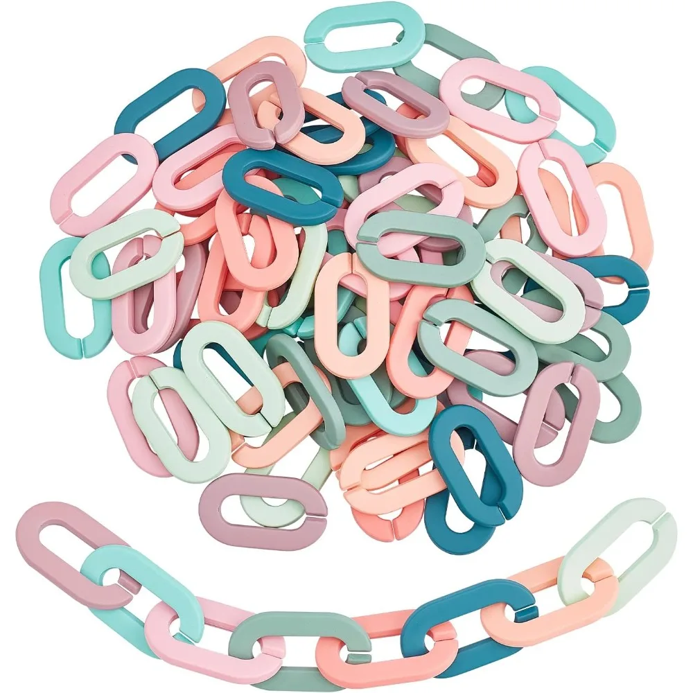 

80Pcs 8 Colors Oval Acrylic Linking Rings Quick Link Connectors 24x36mm Twist Acrylic Chain Link for Earring Necklace Eyeglass