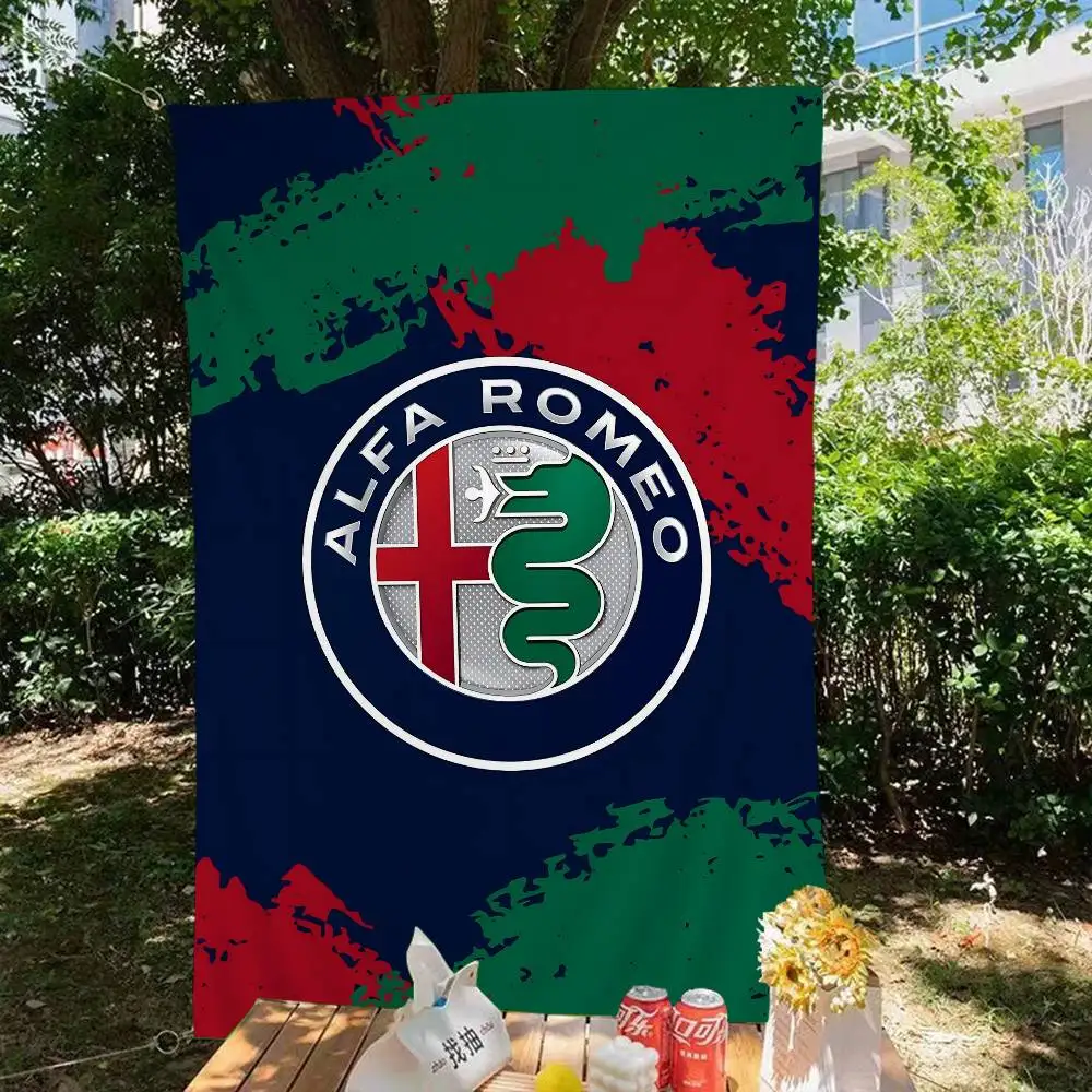 Car Brand A-Alfa R-Romeo High End Quality Banner Printing Artistic Atmosphere Style Camping Flag