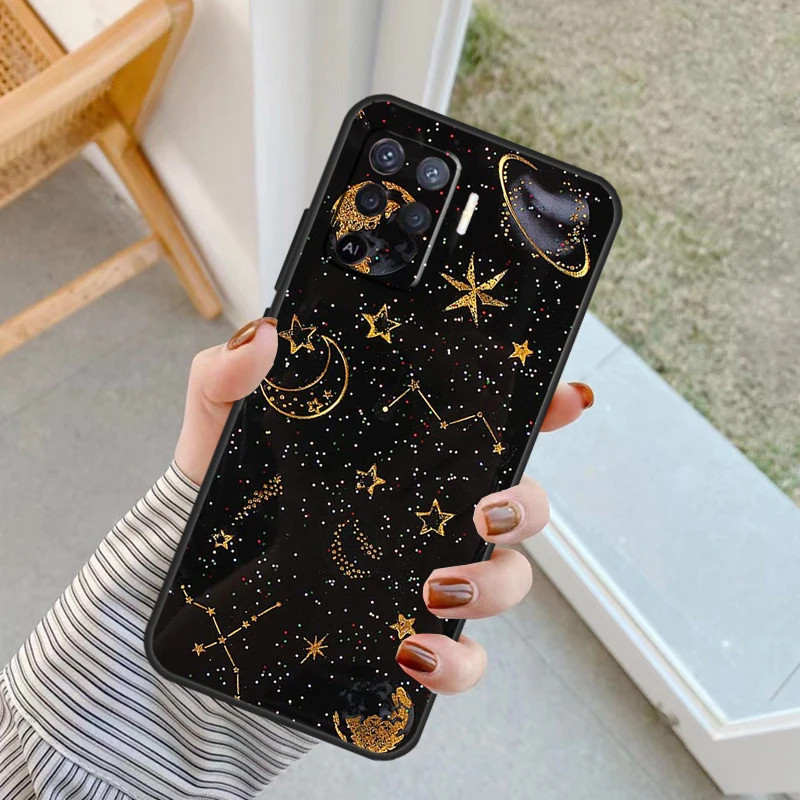 Suns Moons Clouds Astrological Case For OPPO A17 A57 A77 A16 A76 A96 A52 A72 A91 A93 A5 A9 A15 A53S A54S A74 A94 A78 Cover