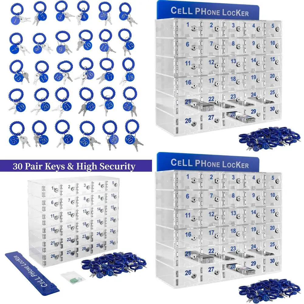 

Acrylic Storage Cabinet with 30 Slots, Door Locks & Keys, Ideal for Offices, Conference Rooms, and Classrooms, 20.47 x 7.09 x 16