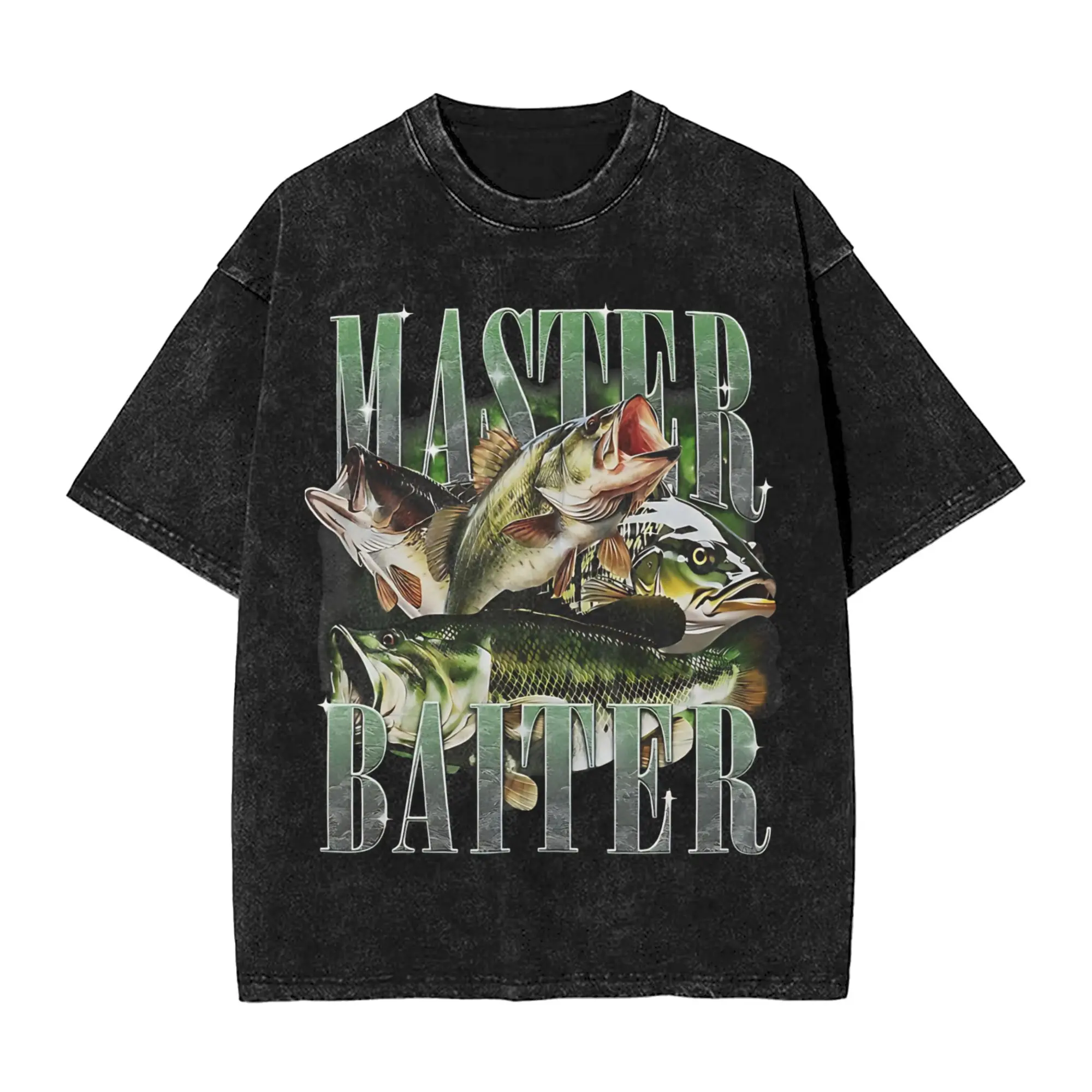 Harajuku Washed Shirts Master Baiter Funny Fishing  Merch Vintage T-Shirts Oversize  Streetwear Short Sleeve Summer Tees