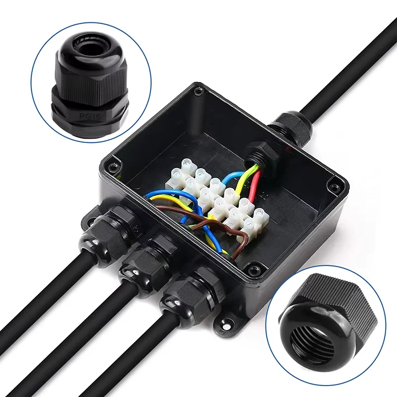 25pcs Waterproof Cable Gland Nylon Joints Plastic Black Cable Glands Connector Cable Joint Combination PG7 PG9 PG11 PG13.5 PG16