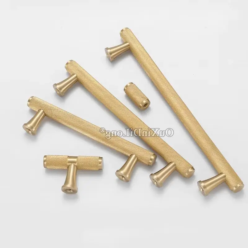 Exquisite 2PCS Solid Brass T-bar Furniture Pulls Handles Drawer Knobs Cupboard Wardrobe Kitchen Closet Dresser Cabinet Pulls