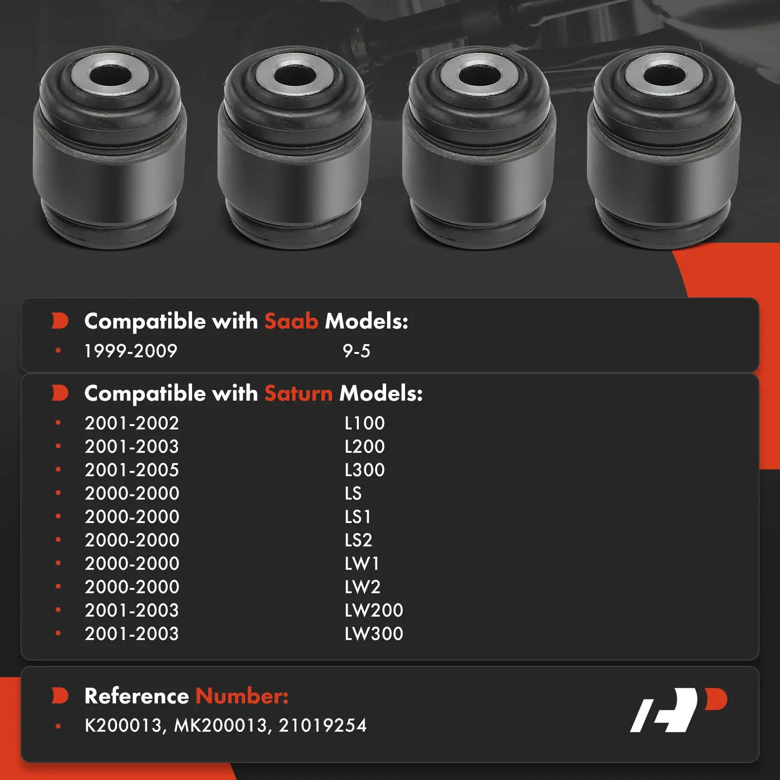 A-Premium 4x Rear At Knuckle Control Arm Bushing Kit for Saab 9-5 1999-2009 Saturn LS LS1 LS2 LW1 LW2 2000 L100 2001-2002 L200