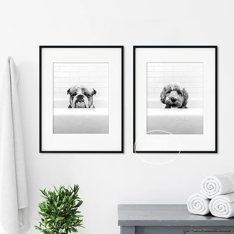 Cute Dalmatian Dog French Bulldog Print Canvas Painting Wall Picture Modern Living Room Bathroom Animal Poster Wall Home Decor