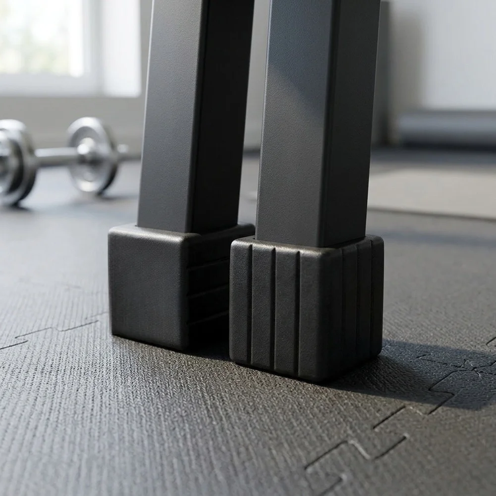 4pcs Square End Cap Foot Cover Protectors For Gym Equipment Fitness Machine Parts Slip Stability Accessories Black