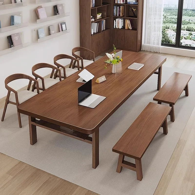 Solid wood large board meeting long table simple modern negotiation table office large long table workbench
