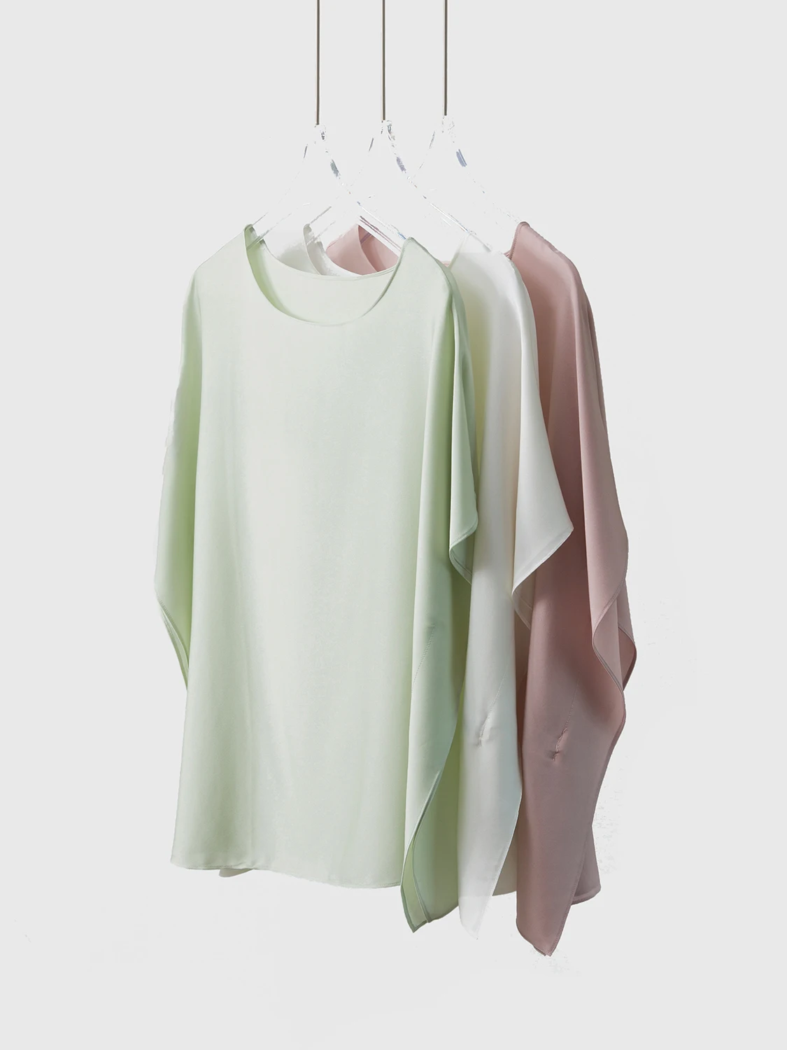 

Шелковая футболка-бэтвинг с круглым вырезом и коротким рукавом, свободного кроя, цельная, утягивающая, шелковый женский модный топ