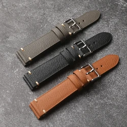 Handmade Cross Grain LeatherStrap 18 19 20 22MM Brown Black Gray Leather Strap Vintage Men High Leather Vintage Style Watchband