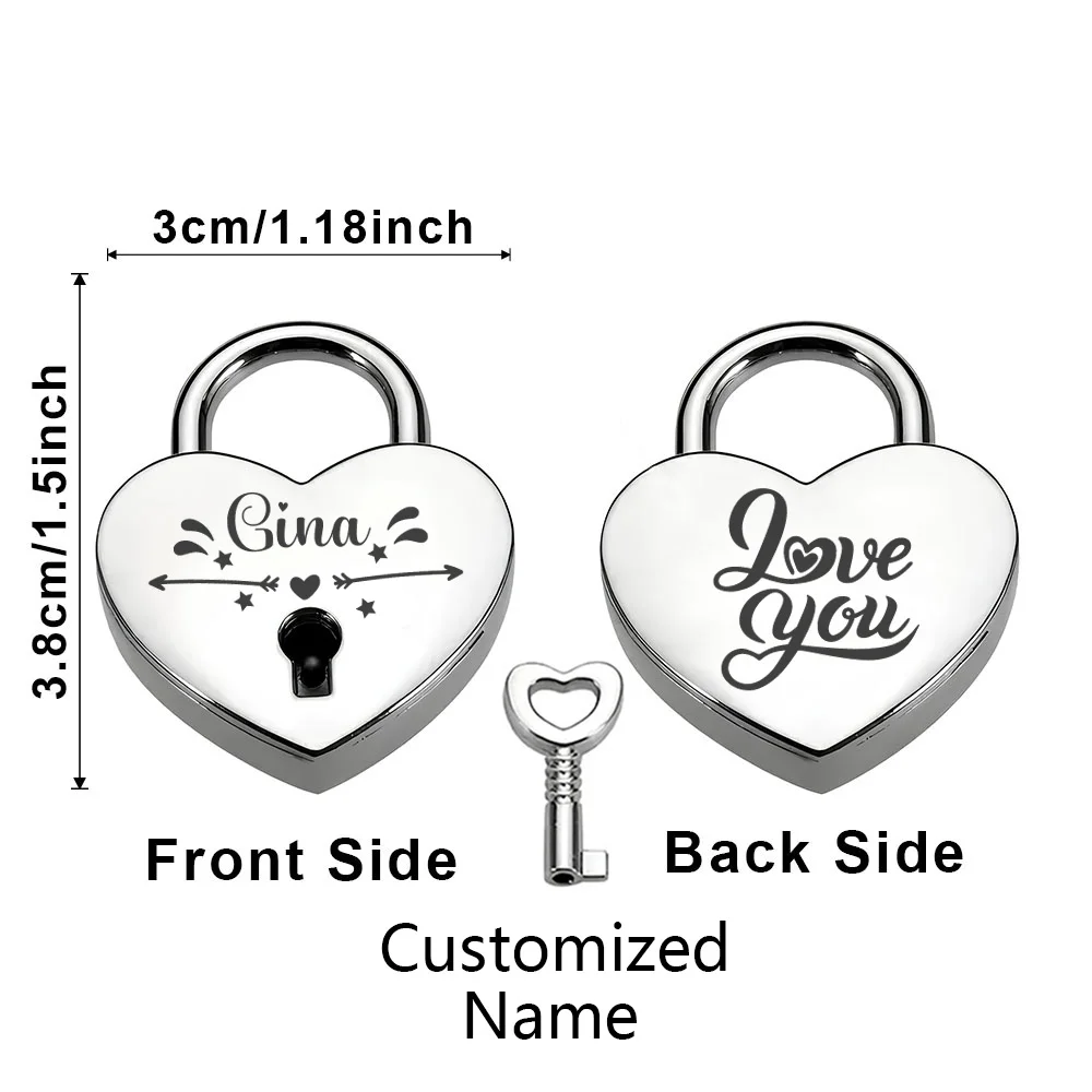 1 قطعة النجوم والسهام الممتازة اسم مخصص نقش قفل صغير على شكل قلب قفل الحب قفل أتمنى قفل الزفاف مرتبطا أقفال