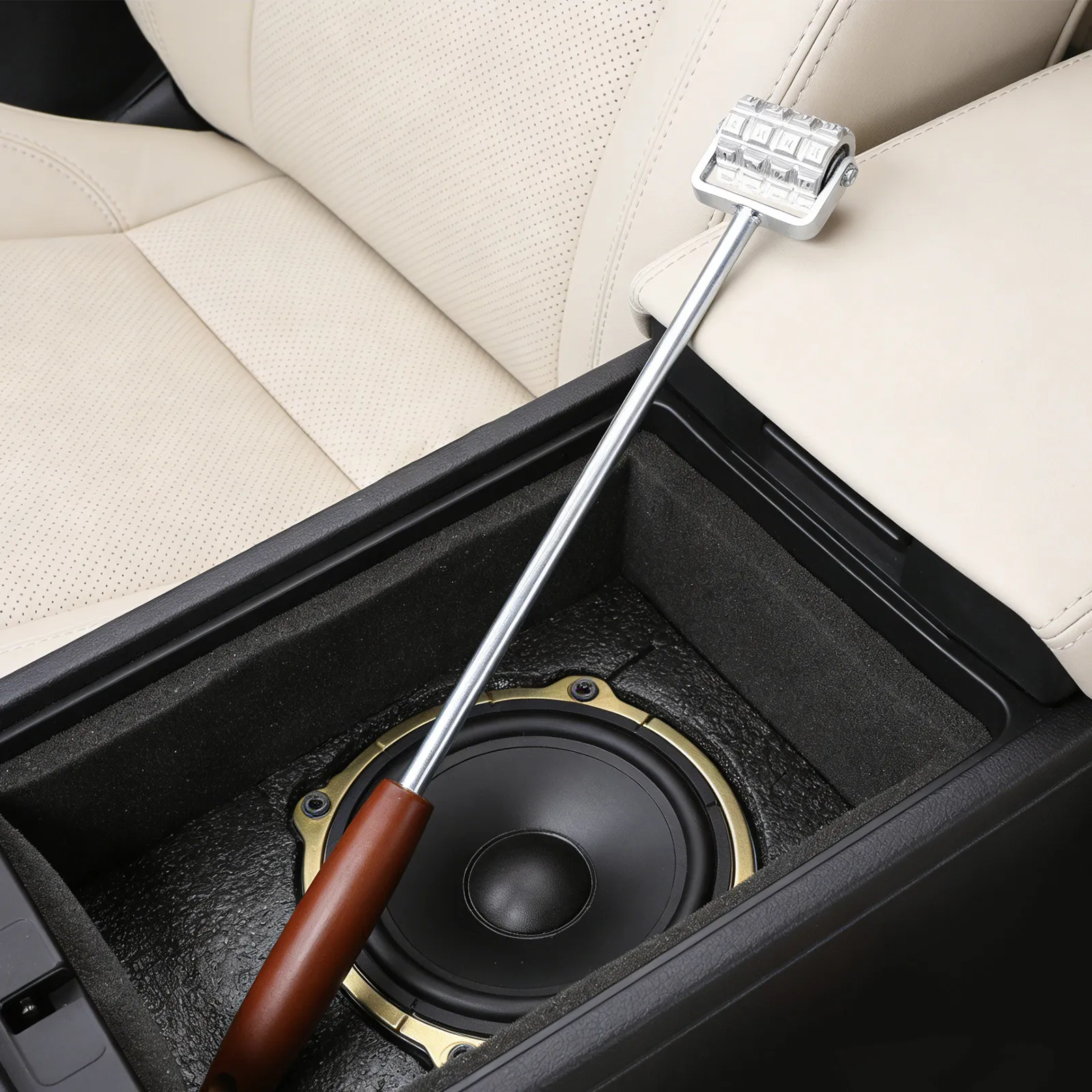 

Car Sound Deadening Roller Bearing Equipped Wheel Long Handle 15.6 Inch Pressure Roller Tool for Deadening Mat Wallpaper