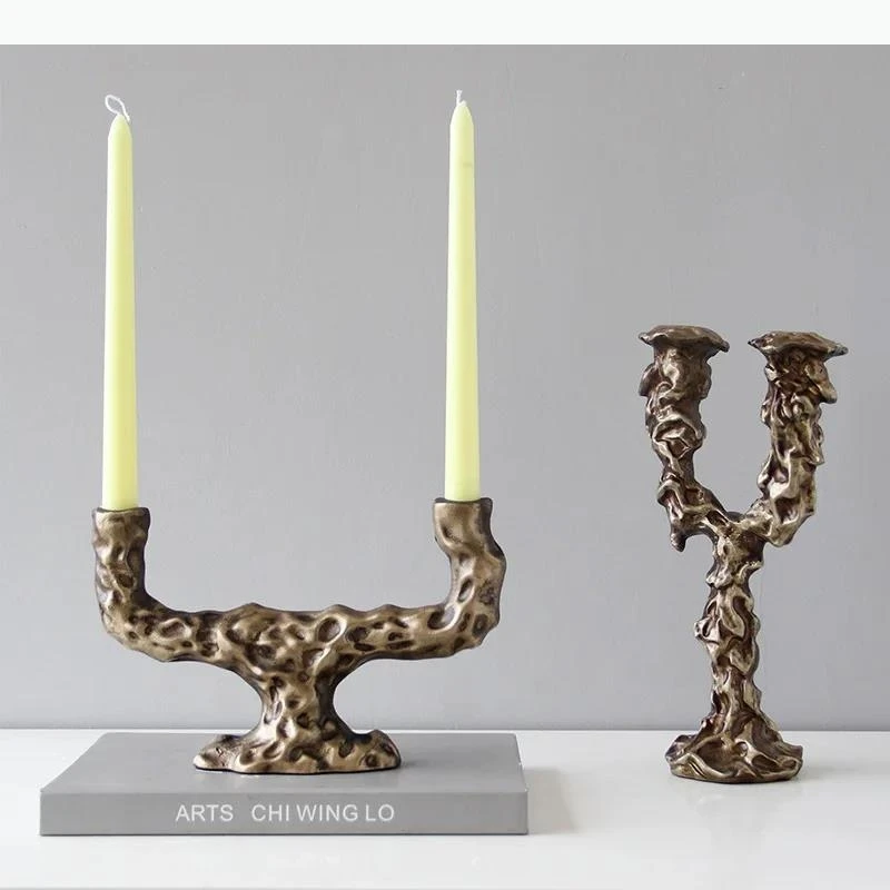 Resin Handicraft Candlestick Irregular Lines Candelabrum Resin Candle Home Decoration Accessories Wedding