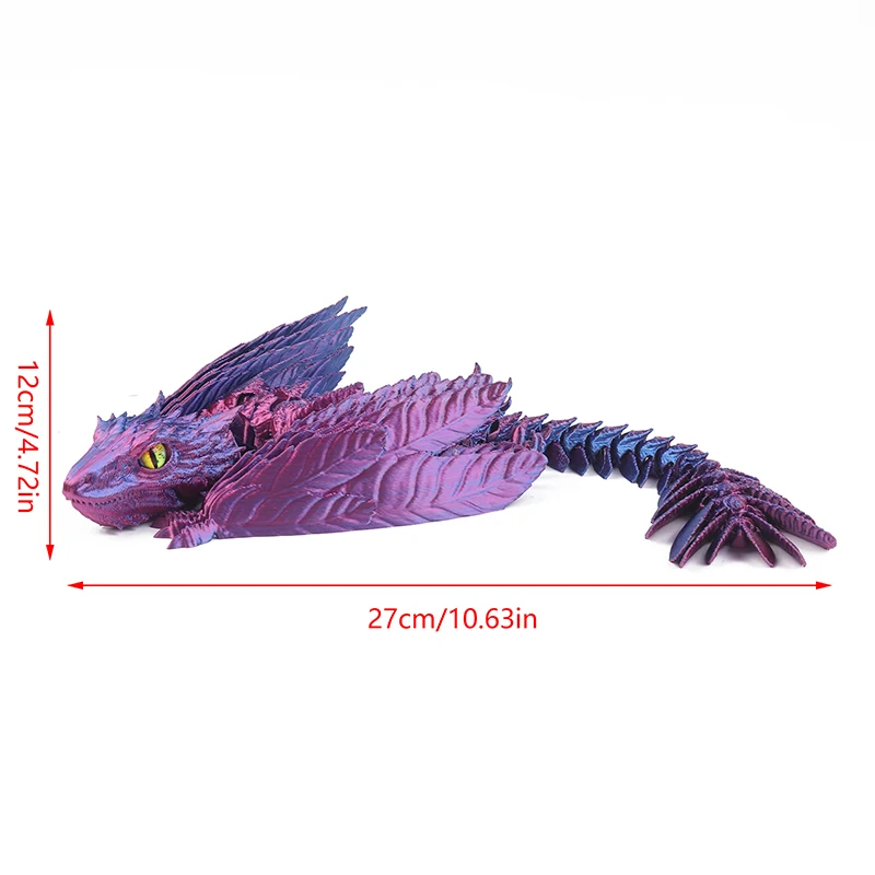 Feathered Wyvern Dragon 3D Printed Dragon Articulated Dragon Dragon 3D Printed Toys Desktop Pet