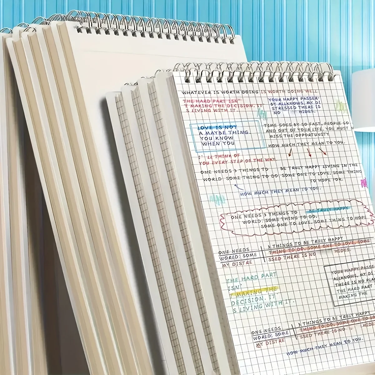 1er-Pack – Spiralnotizbücher im A5-/B5-Format mit 80 linierten Seiten, Softcover-Gitter-Tagebücher, umgedrehtes dickeres Papier, perfekt für Schule, Arbeit