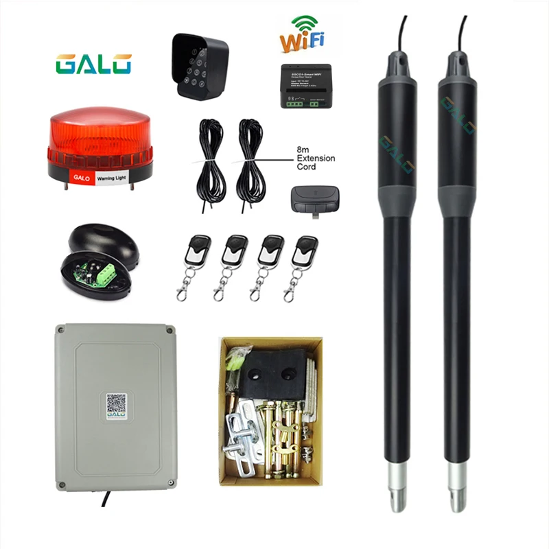 Wifi Controller AC220V Elektrische Lineaire Actuator 300kgs Motor Motor Systeem Automatische Draaipoort Opener Met Dual Dikke Armen Kit
