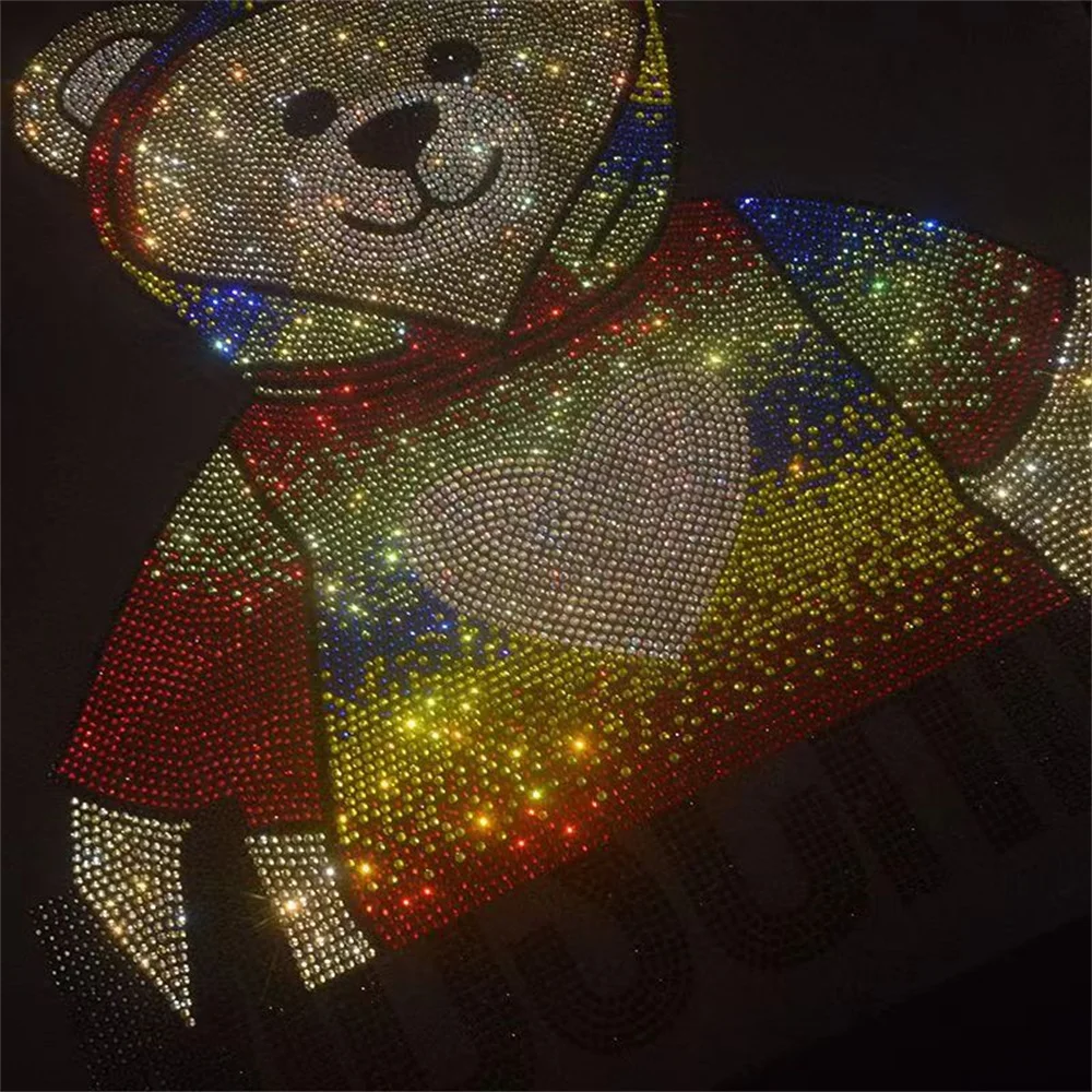 Colorful bear ironing drill patch DIY patch ironing sweater T-shirt jacket fashion decoration large patch clothing accessories