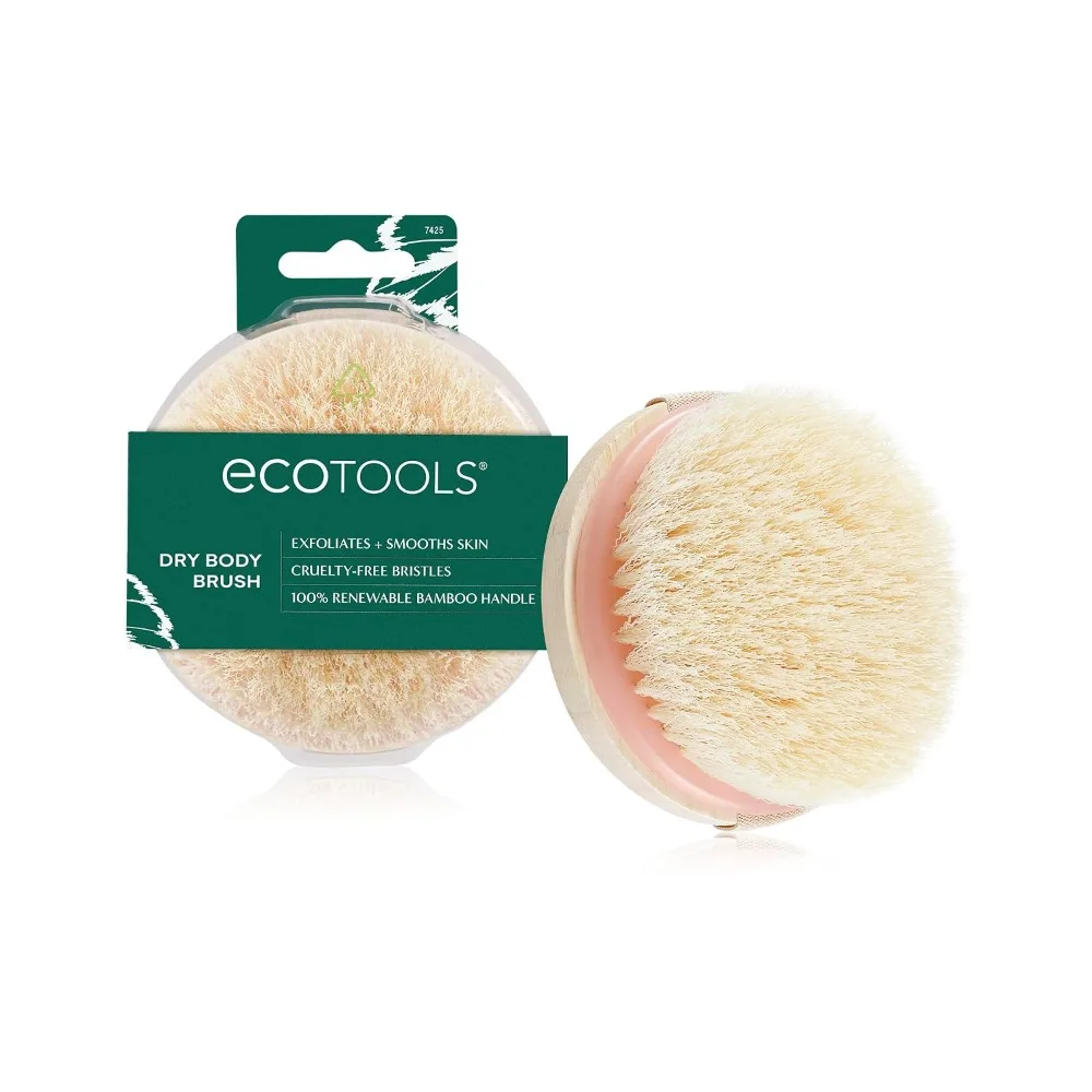Dry Body Brush for Exfoliation Cruelty Free Bristles Remove Flaky Skin Improve Circulation Smooth Tone Vegan Bath Spa Massage Tool