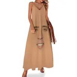 New Nicolas Cage Full Face Sleeveless Dress women clothes Long dresses