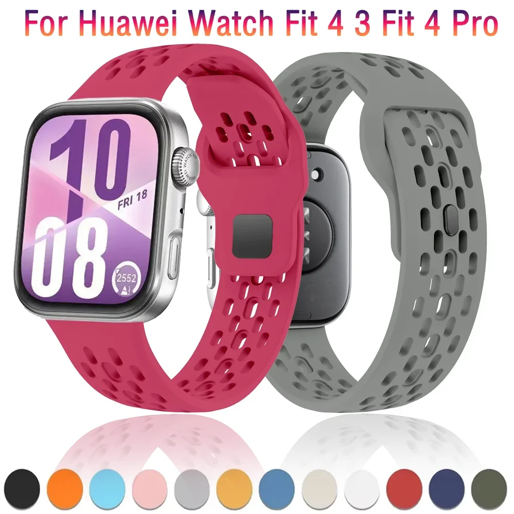 Silicone Band for Huawei Watch Fit 4 3 Sports Breathable Bracelet Wristband Replaceable for Huawei Watch Fit 4 Pro Strap Correa