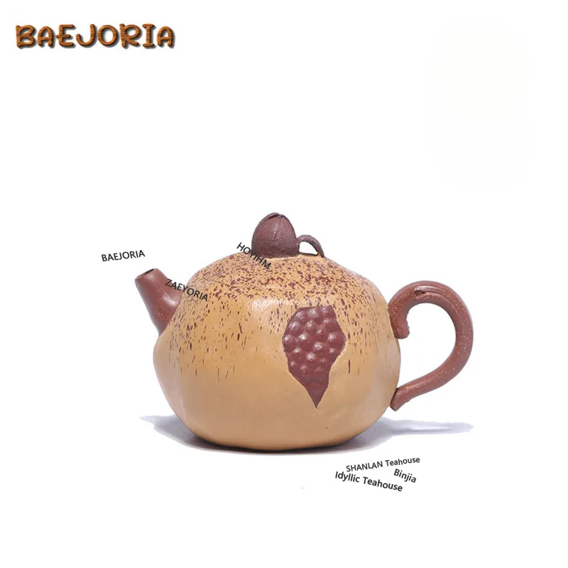 BAEJORIA 100ml Yixing Purple Clay Teapots Handmade Pomegranate Pot Raw Ore Section Mud Powder Syrup Kettle Zisha Tea Set Gift