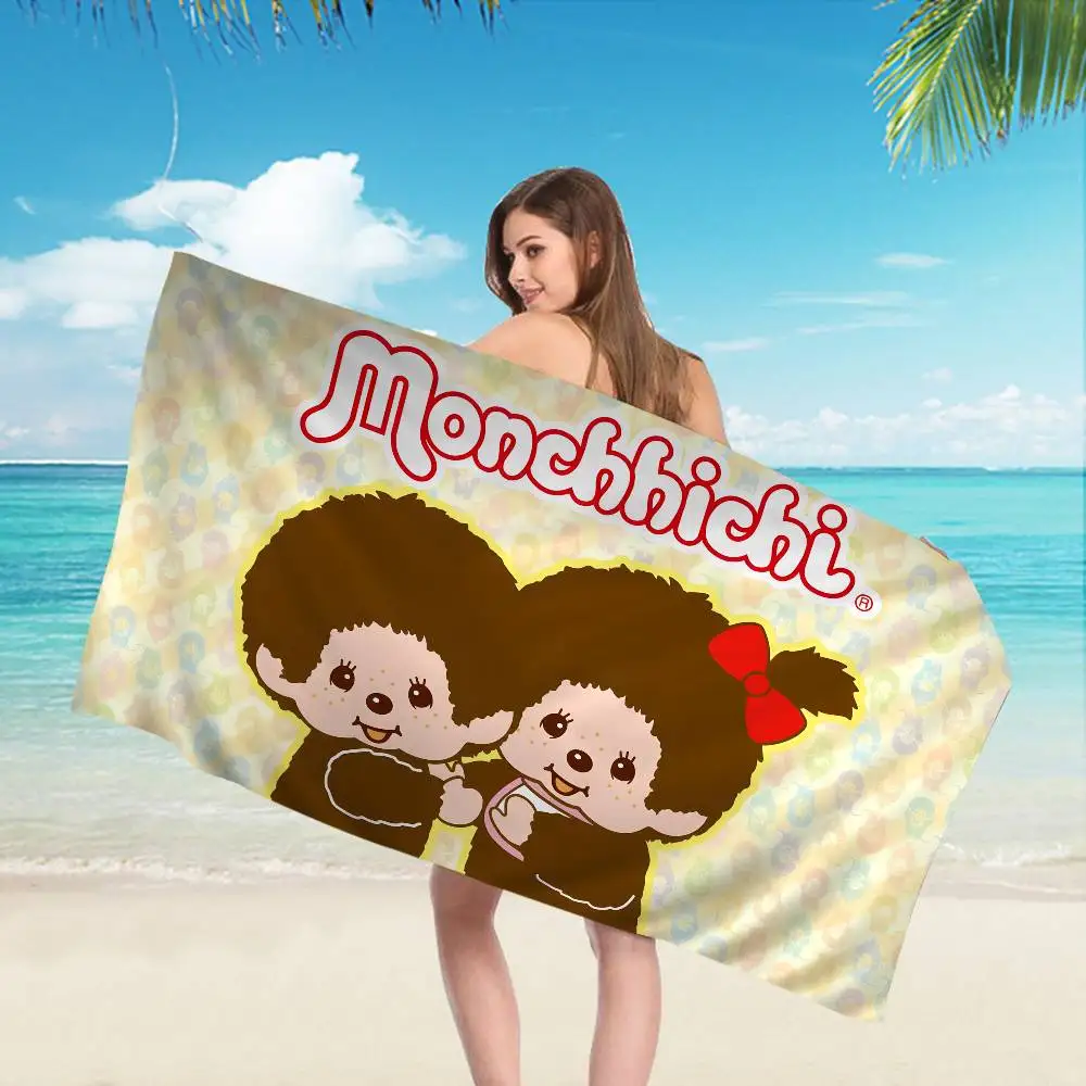 Anime M-Monchhichi Cute Anime Beach Swimming Towel Soft Absorbent Washcloth Children's Gifts for Kids Travel Camping Gym