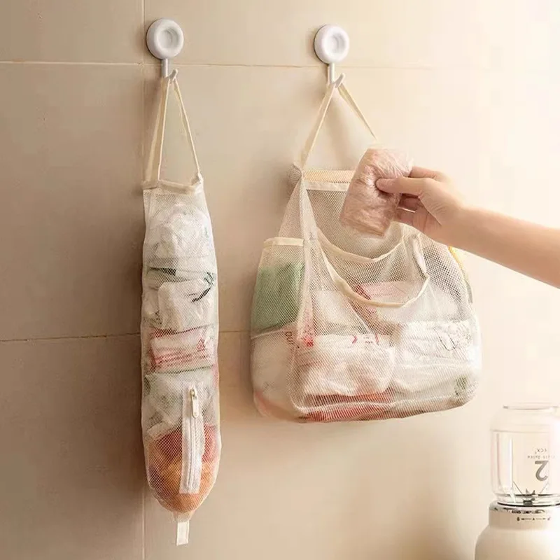 Multi-Layer Kitchen Hanging Mesh Bag For Garlic Onion Ginger  Fruit Vegetable Storage Net Bag Kitchen Accessories