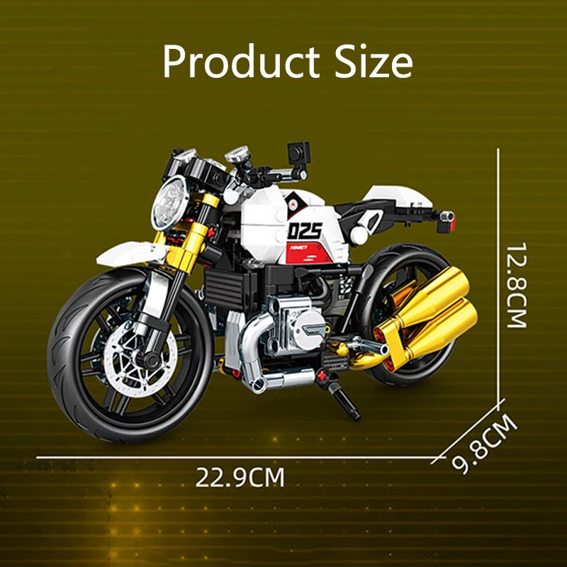 Set de Bloques de Construcción de Motocicleta, Modelo de Superbike de Carreras, Motocicleta Retro de Calle, Juguete Cole