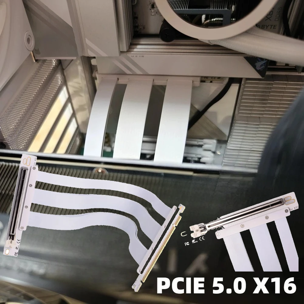 

New White 10-100CM PCI-E 5.0 16X Riser Cable PCI Express 5.0 Graphics Card Extender Gen5 ATX PC Gaming For AI intelligent Server