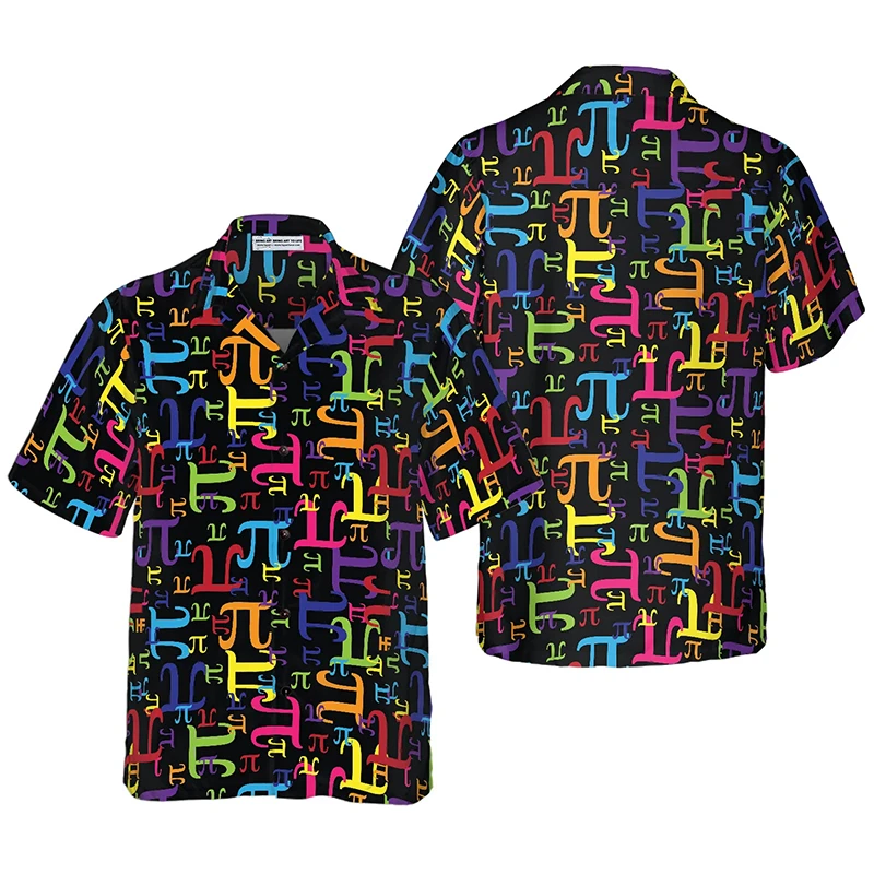 

2025 Street Personality 3D Physical Mathematical Formulas Shirts Summer Short Sleeve Hawaiian Shirt Men's Oversized Loose Camisa