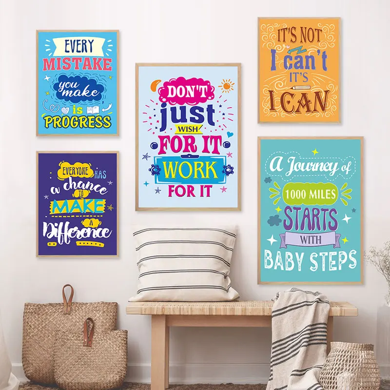 Colorful Inspirational Quotes Canvas Art Poster Prints Modern Motivational Wall Decorative Picture for Living Room Bedroom