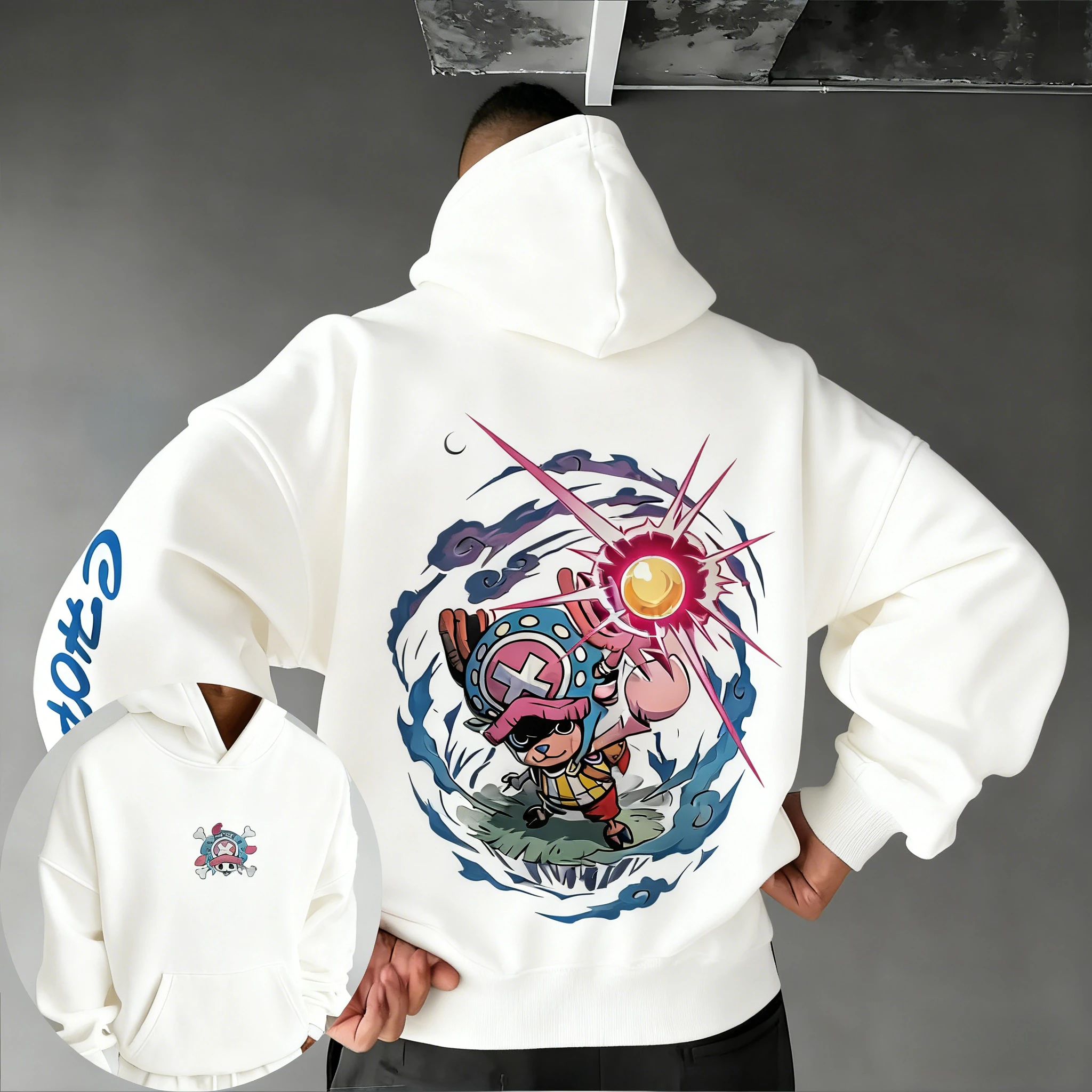 ONE PIECE Anime Tony Tony Chopper Impresso Moletom Com Capuz Outono/Inverno Masculino Novo Solto Casual American Street Hip Hop Pai Criança Top