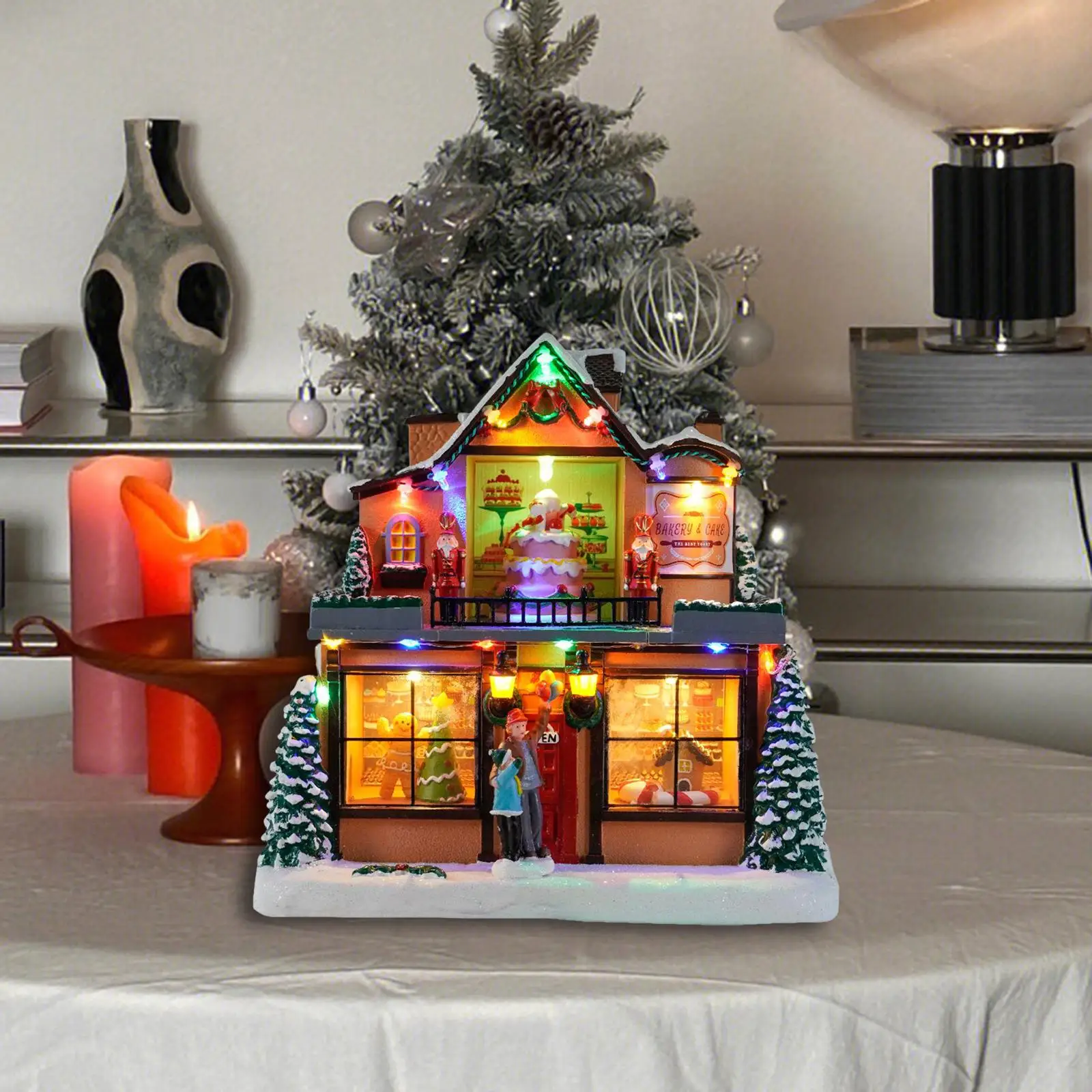 LED Christmas Lighted House Sculpture Decorative for Christmas